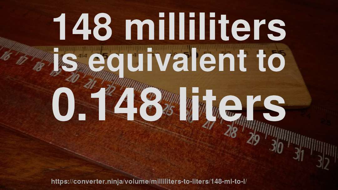 148 milliliters is equivalent to 0.148 liters