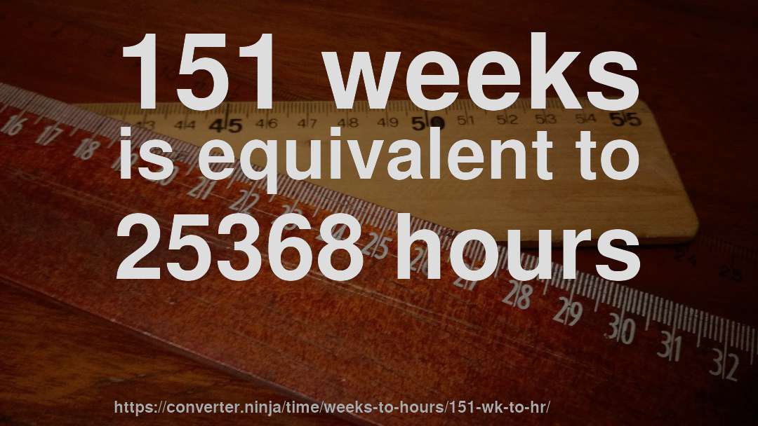 151 weeks is equivalent to 25368 hours