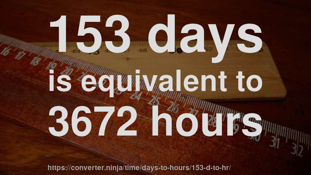153 days is equivalent to 3672 hours