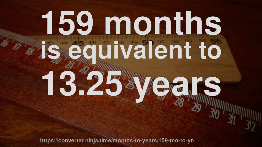 159 months is equivalent to 13.25 years