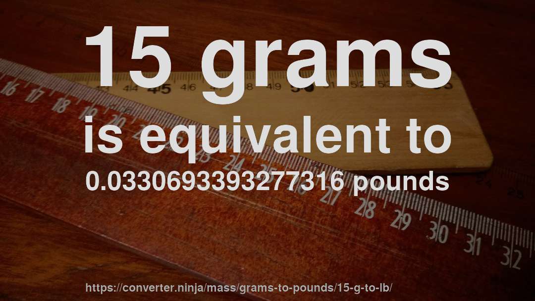 15 grams is equivalent to 0.0330693393277316 pounds