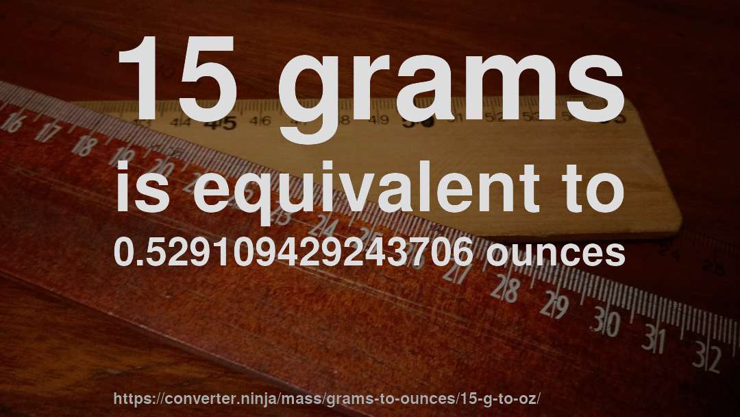 15 grams is equivalent to 0.529109429243706 ounces