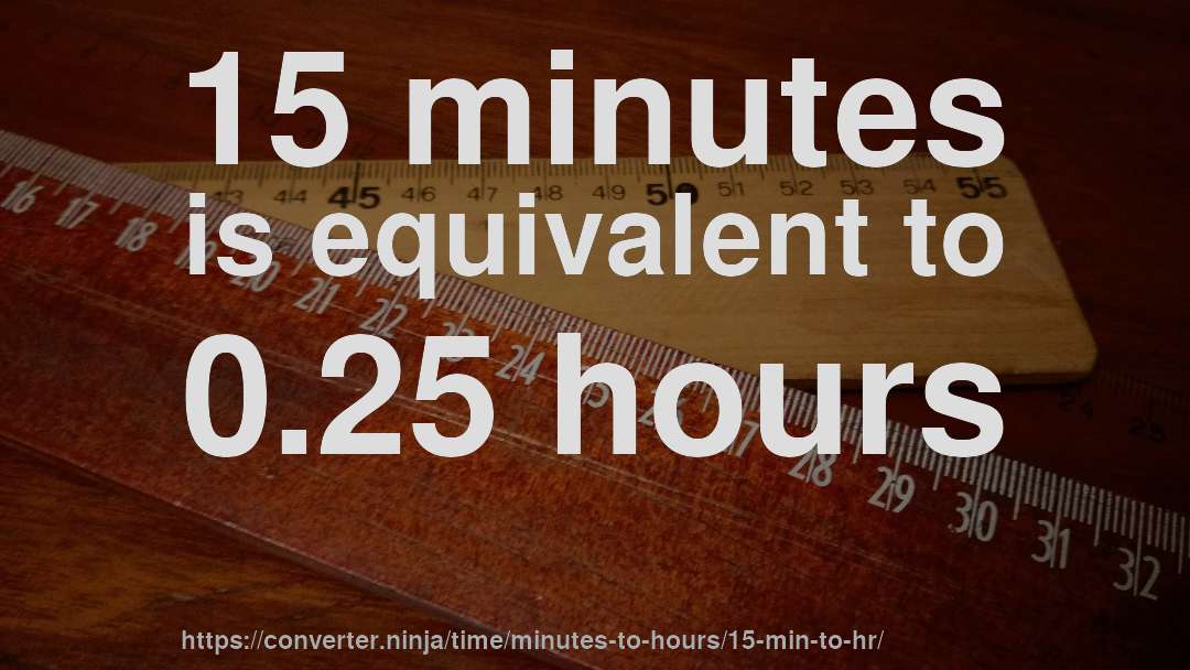 15 minutes is equivalent to 0.25 hours