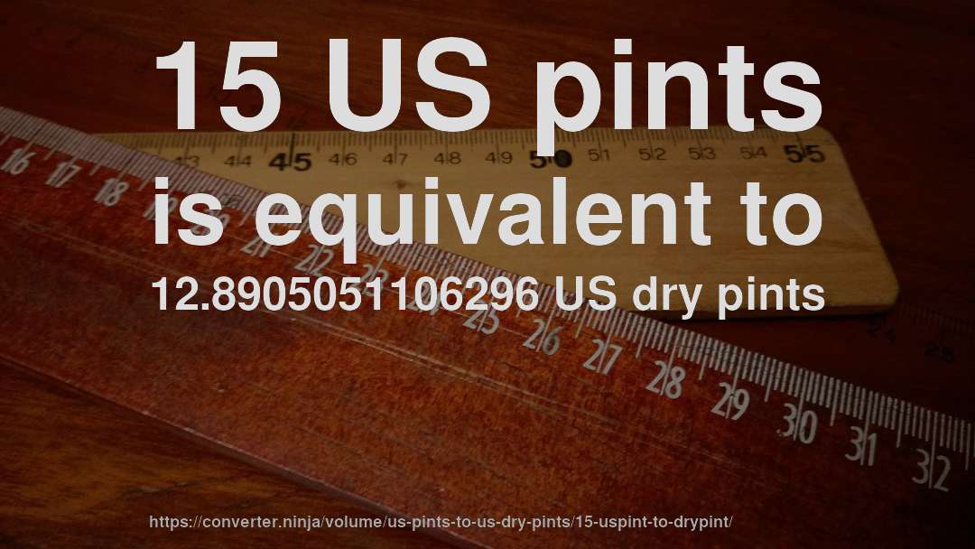 15 US pints is equivalent to 12.8905051106296 US dry pints