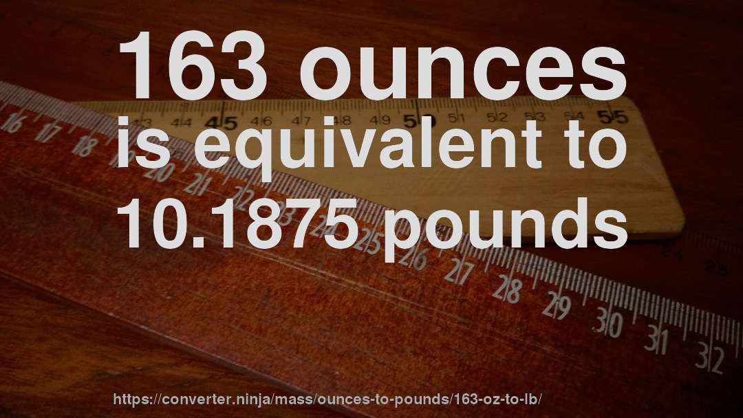 163 ounces is equivalent to 10.1875 pounds