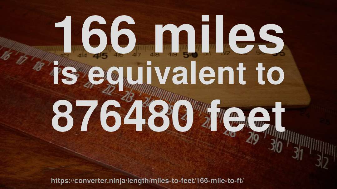 166 miles is equivalent to 876480 feet