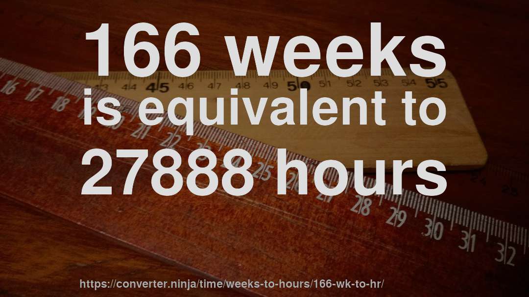 166 weeks is equivalent to 27888 hours