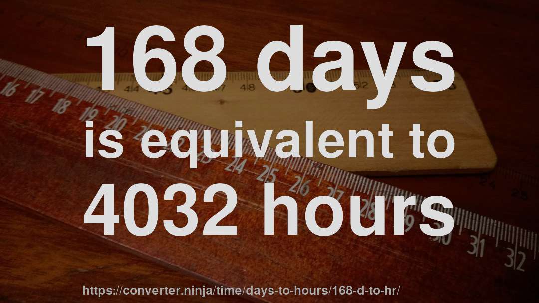 168 days is equivalent to 4032 hours