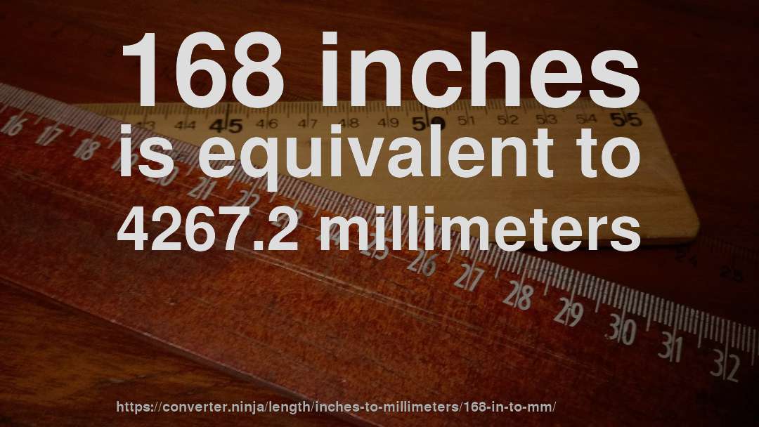 168 inches is equivalent to 4267.2 millimeters