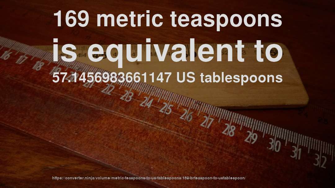 169 metric teaspoons is equivalent to 57.1456983661147 US tablespoons