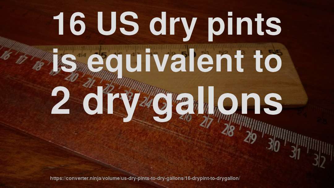 16 US dry pints is equivalent to 2 dry gallons
