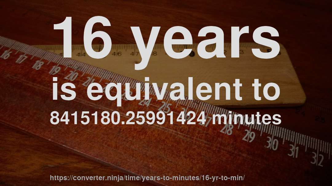 16 years is equivalent to 8415180.25991424 minutes