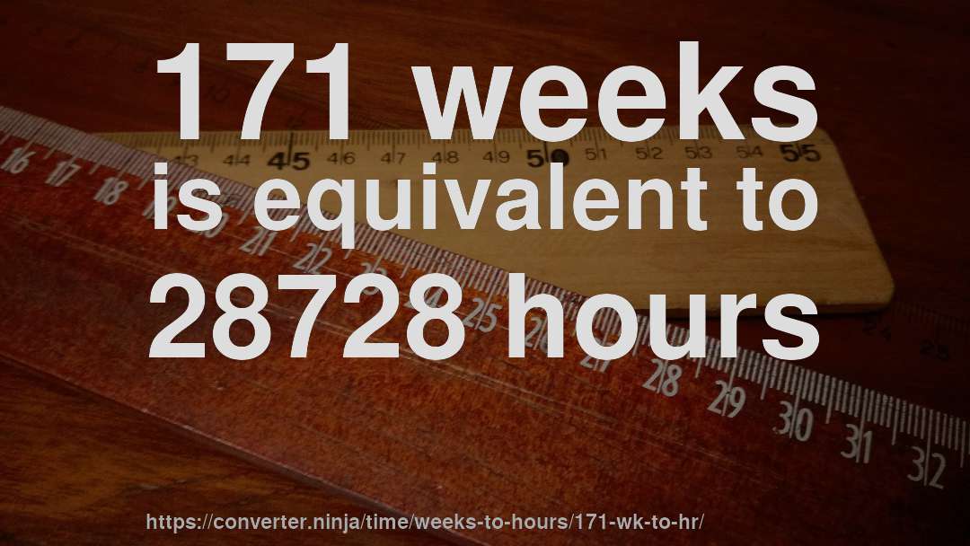 171 weeks is equivalent to 28728 hours
