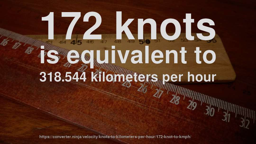 172 knots is equivalent to 318.544 kilometers per hour