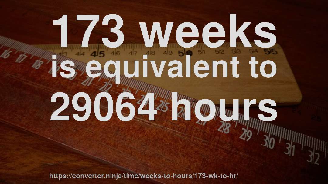 173 weeks is equivalent to 29064 hours