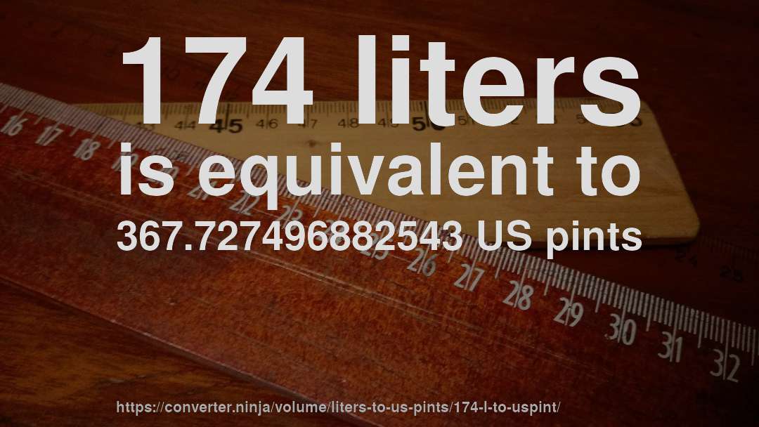 174 liters is equivalent to 367.727496882543 US pints
