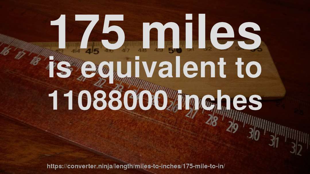 175 miles is equivalent to 11088000 inches