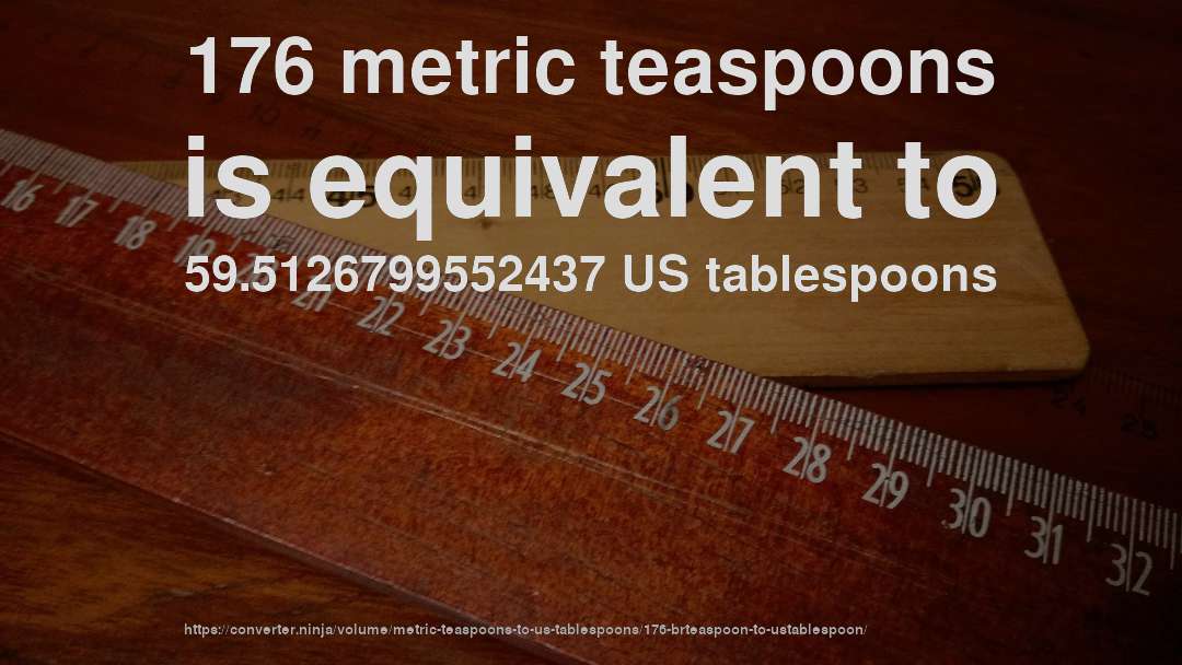 176 metric teaspoons is equivalent to 59.5126799552437 US tablespoons