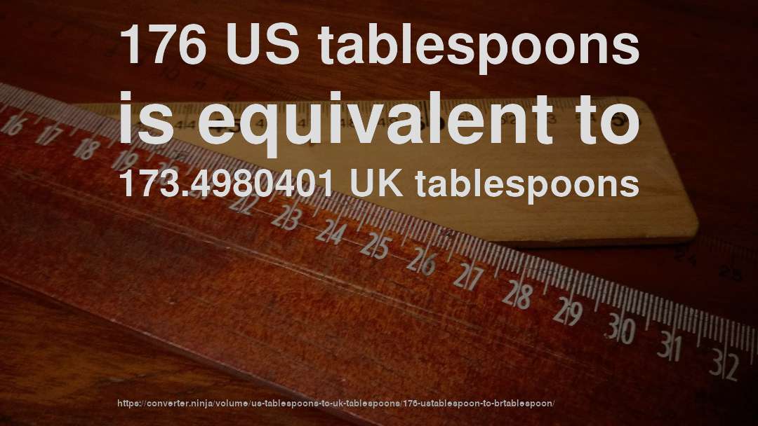 176 US tablespoons is equivalent to 173.4980401 UK tablespoons