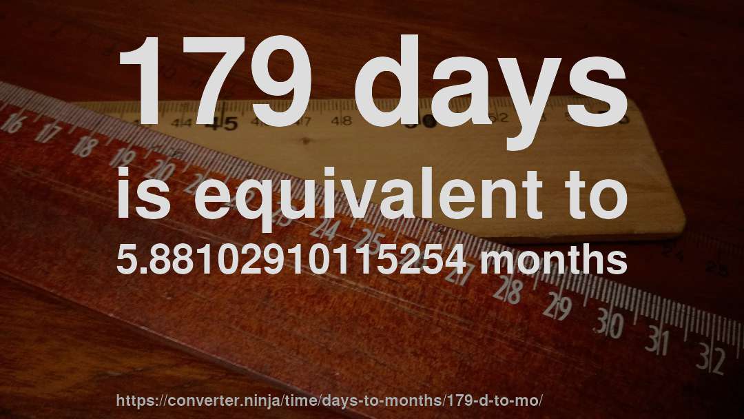 179 days is equivalent to 5.88102910115254 months
