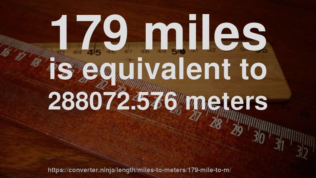 179 miles is equivalent to 288072.576 meters