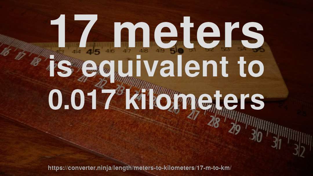 17 meters is equivalent to 0.017 kilometers