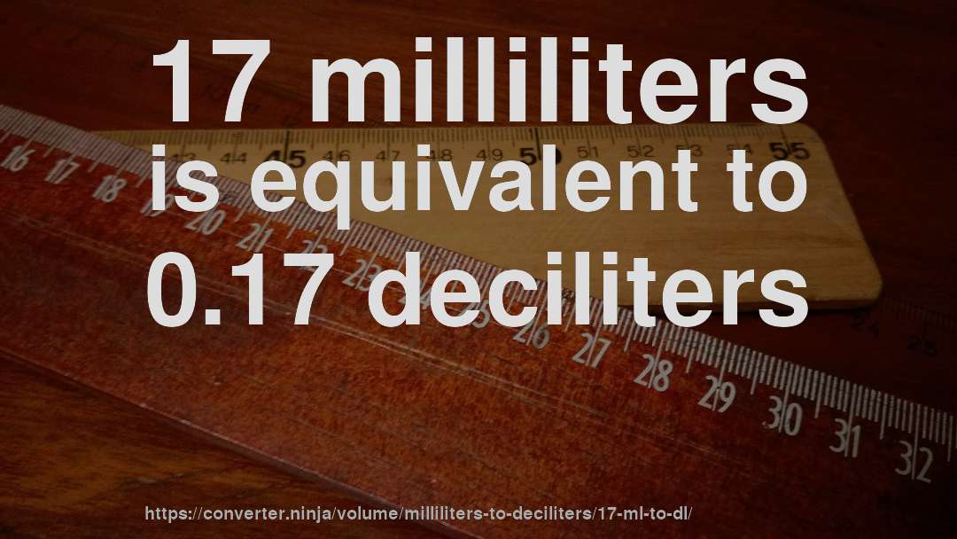 17 milliliters is equivalent to 0.17 deciliters
