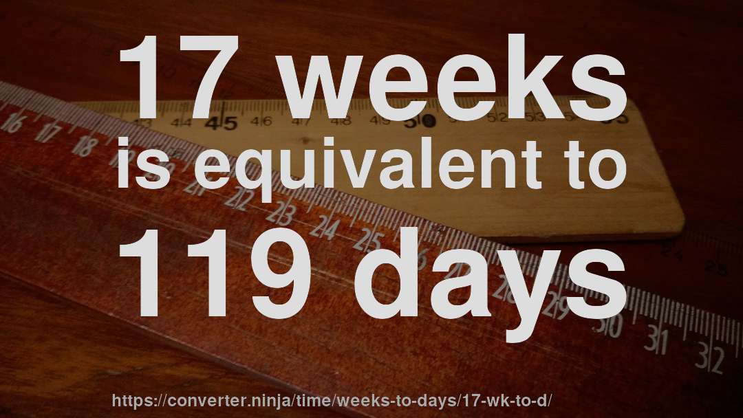 17 weeks is equivalent to 119 days