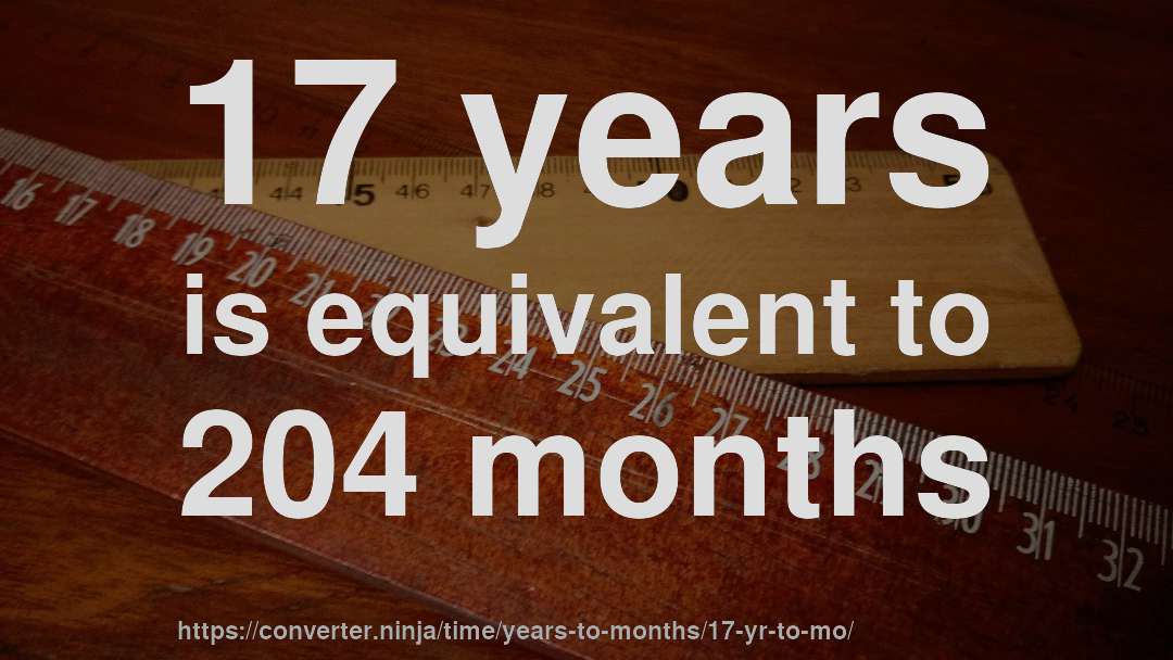 17 years is equivalent to 204 months