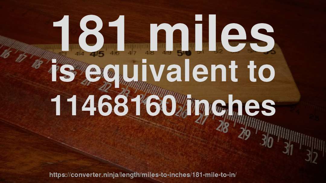 181 miles is equivalent to 11468160 inches