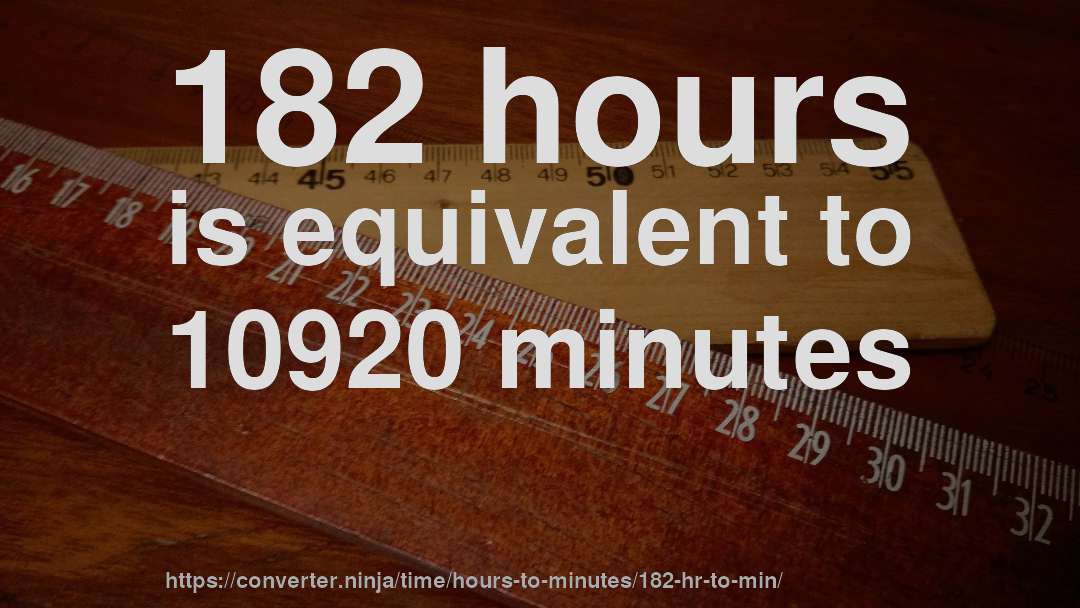 182 hours is equivalent to 10920 minutes