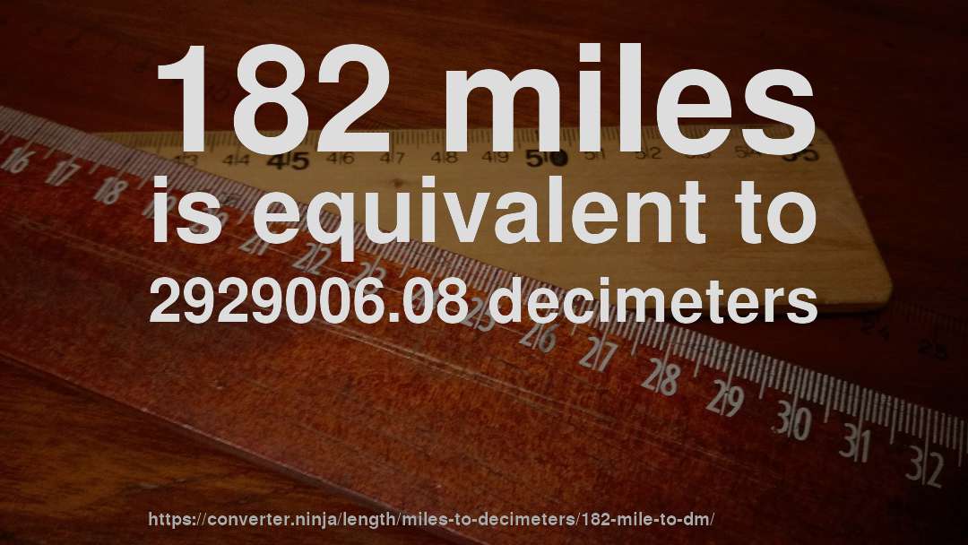 182 miles is equivalent to 2929006.08 decimeters