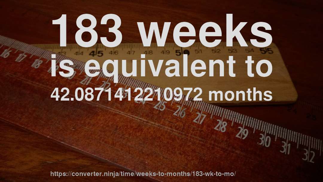 183 weeks is equivalent to 42.0871412210972 months