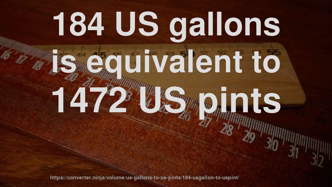 184 US gallons is equivalent to 1472 US pints