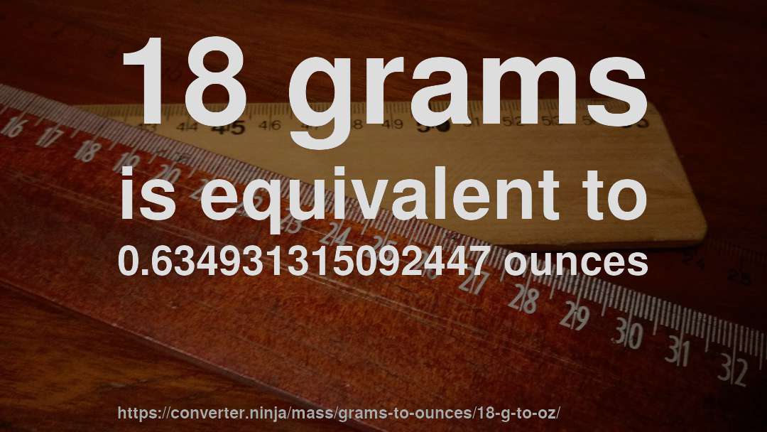 18 grams is equivalent to 0.634931315092447 ounces