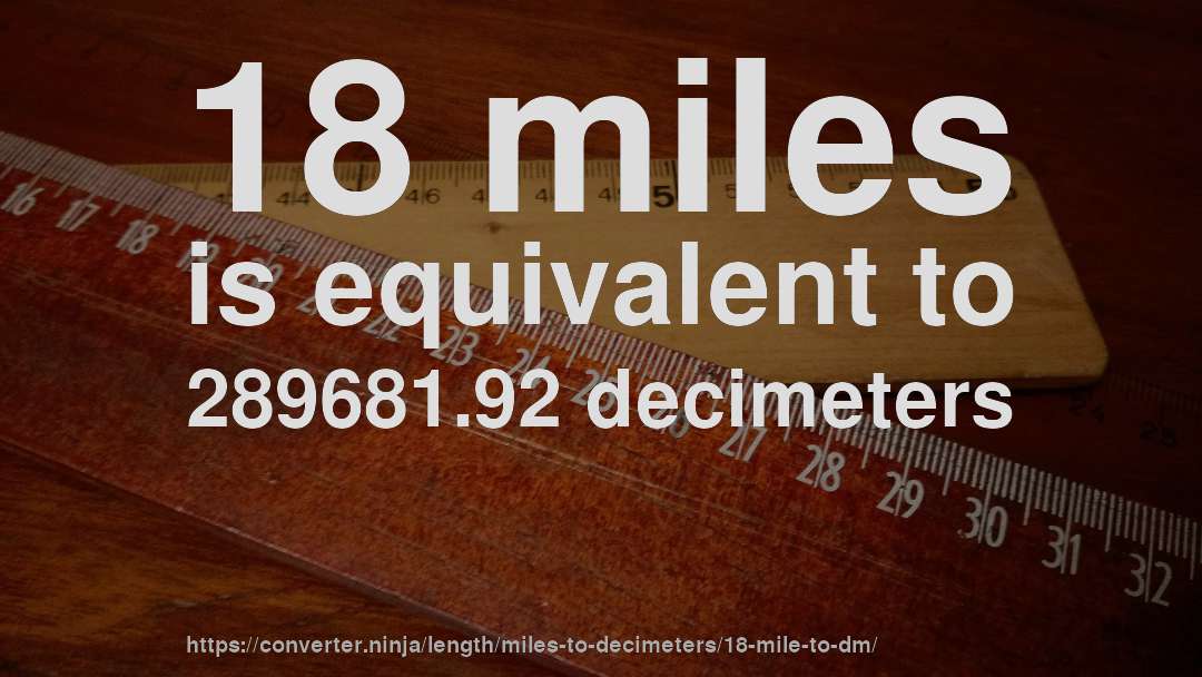 18 miles is equivalent to 289681.92 decimeters