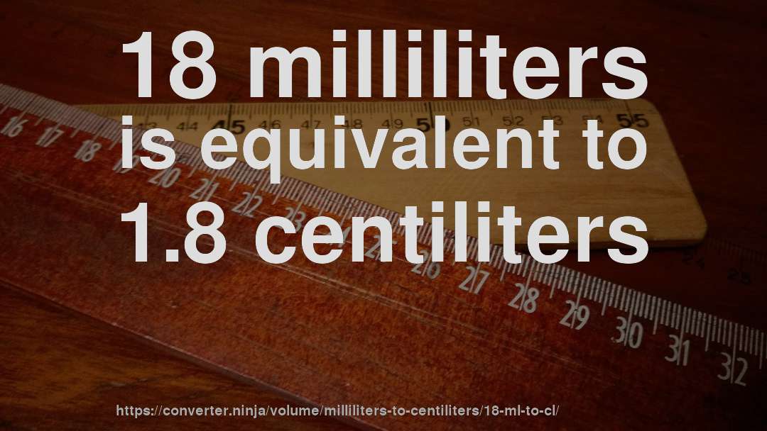 18 milliliters is equivalent to 1.8 centiliters
