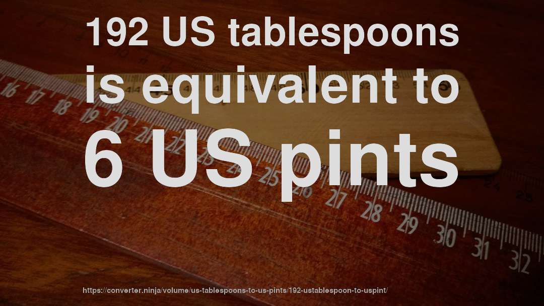 192 US tablespoons is equivalent to 6 US pints