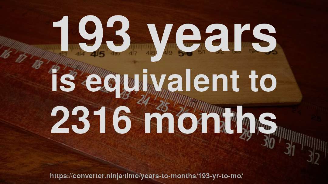 193 years is equivalent to 2316 months