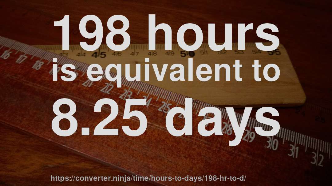 198 hours is equivalent to 8.25 days