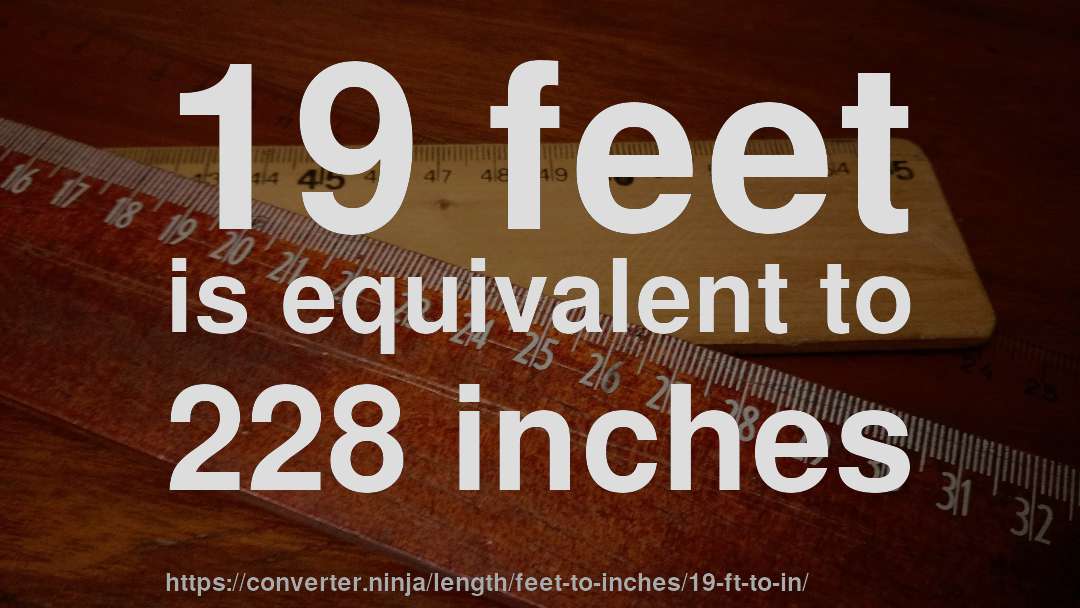 19 feet is equivalent to 228 inches
