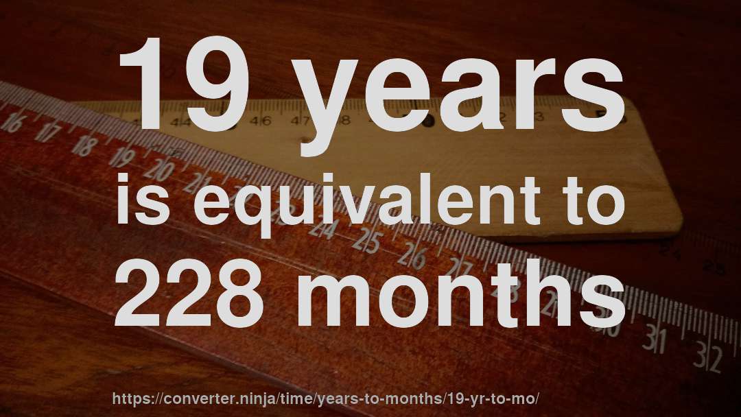 19 years is equivalent to 228 months