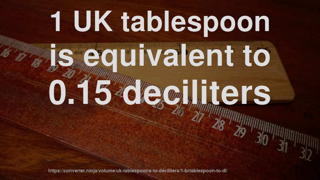 1 UK tablespoon is equivalent to 0.15 deciliters