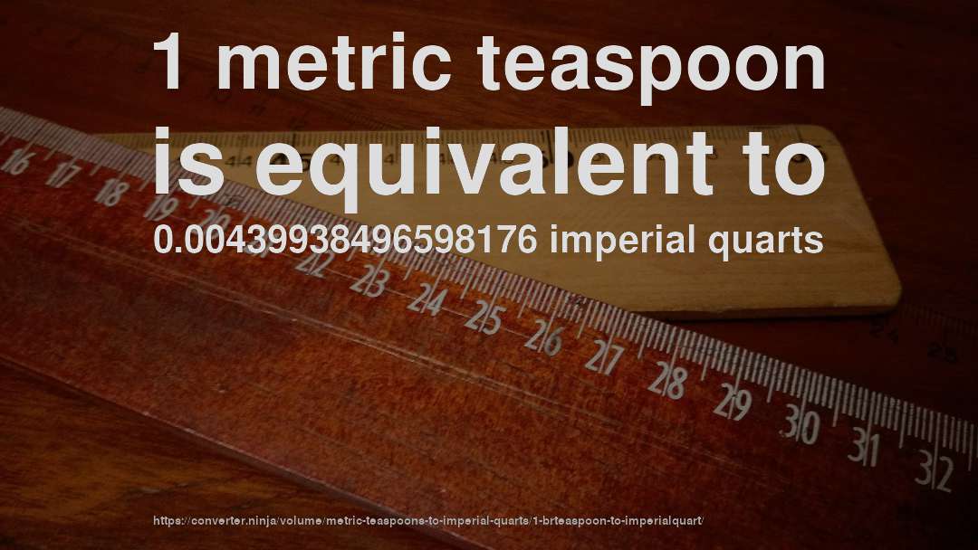 1 metric teaspoon is equivalent to 0.00439938496598176 imperial quarts