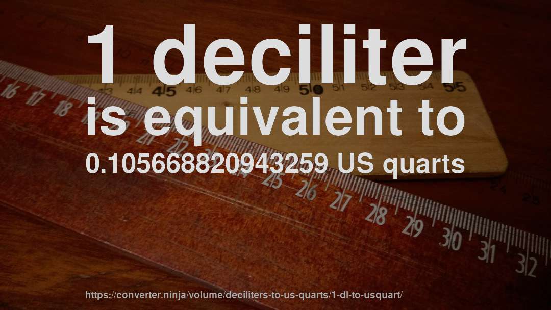 1 deciliter is equivalent to 0.105668820943259 US quarts