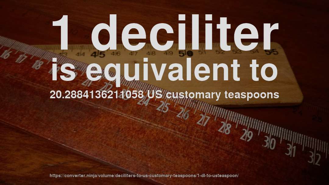 1 deciliter is equivalent to 20.2884136211058 US customary teaspoons