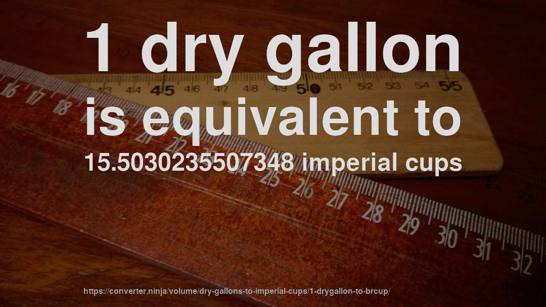 1 dry gallon is equivalent to 15.5030235507348 imperial cups