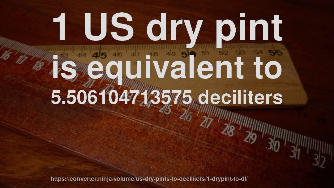 1 US dry pint is equivalent to 5.506104713575 deciliters