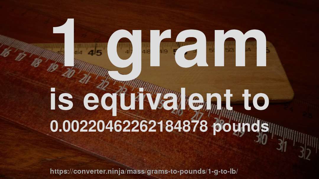 1 gram is equivalent to 0.00220462262184878 pounds