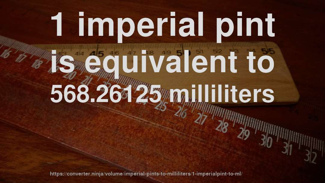1 imperial pint is equivalent to 568.26125 milliliters